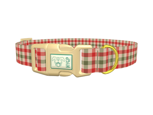 Red Green Plaid Dog Collar