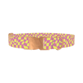 Pink Wavy Check Dog Collar - metal rose gold