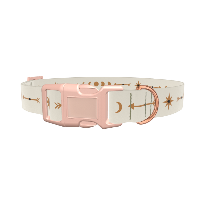 Geometric Moon Phase Dog Collar - plastic silver