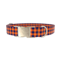 Plaid Orange Dog Collar - metal gold
