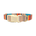 Striped Woven Dog Collar - plastic silver