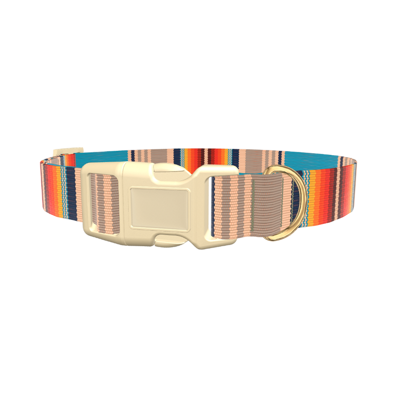 Striped Woven Dog Collar - plastic silver
