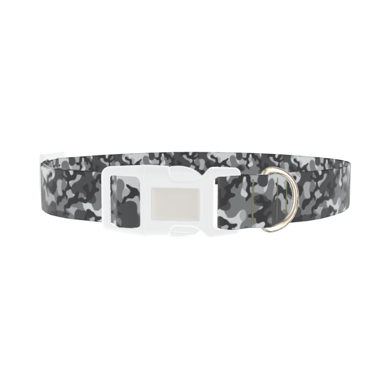 Gray Camo Dog Collar - plastic silver