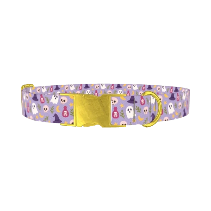 Halloween Ghost Dog Collar - metal gold