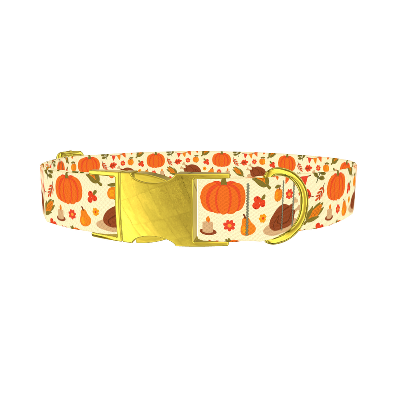 Thanksgiving Feast Dog Collar - metal gold