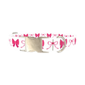 Pink Heart Bow Dog Collar - metal silver