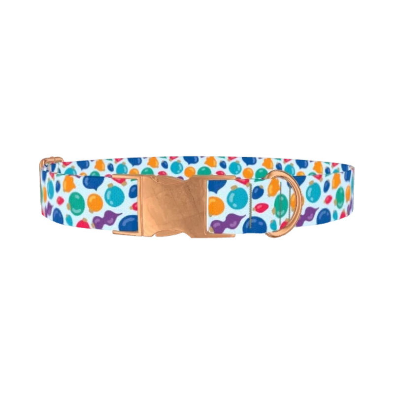 Christmas Ornaments Dog Collar - metal rose gold
