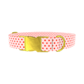 Red Polka Dot Dog Collar - metal gold