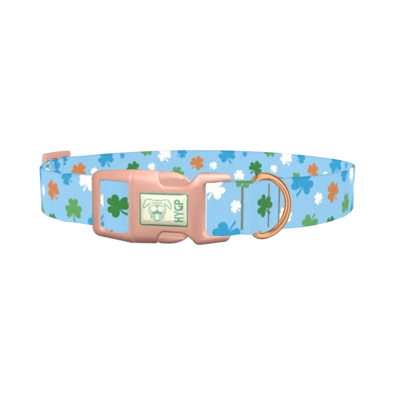 Colorful Clover Dog Collar - plastic rose gold