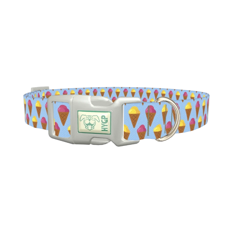 Colorful Ice Cream Cone Dog Collar - plastic silver