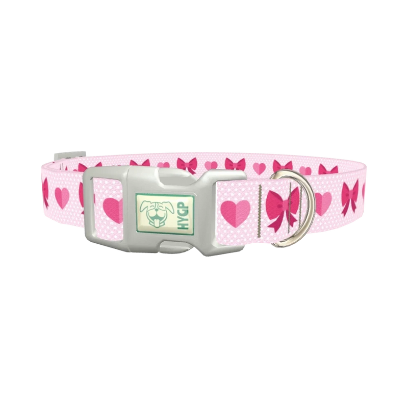 Valentine Ribbon Dog Collar - plastic silver