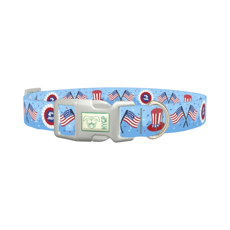 Patriotic American Dog Collar - plastic silver