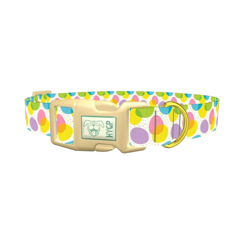 Colorful Easter Egg Pattern Dog Collar - plastic gold