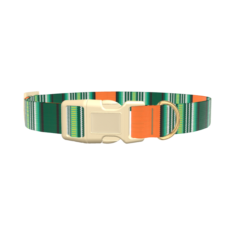 Woven Stripe Dog Collar - plastic silver