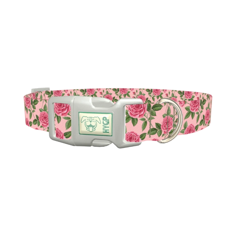 Floral Rose Dog Collar - plastic silver