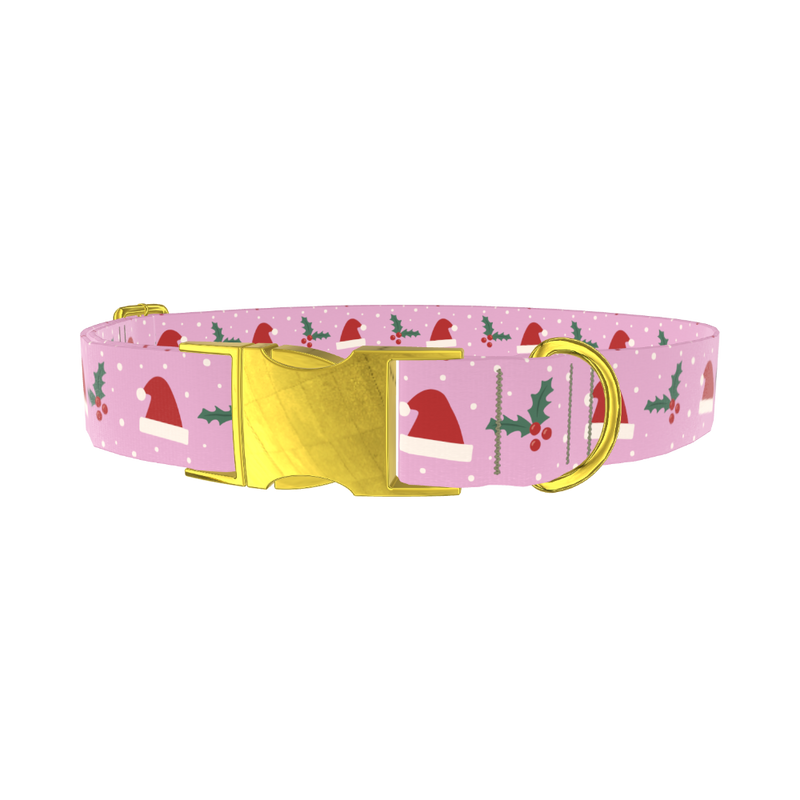 Christmas Santa Hat Dog Collar - metal gold