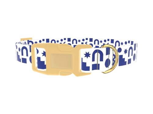 Navy Geometric Shapes Dog Collar