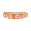 Floral Gerberas Dog Collar - metal rose gold