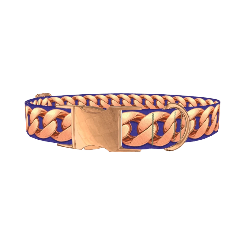 Chain Link Dog Collar - metal rose gold