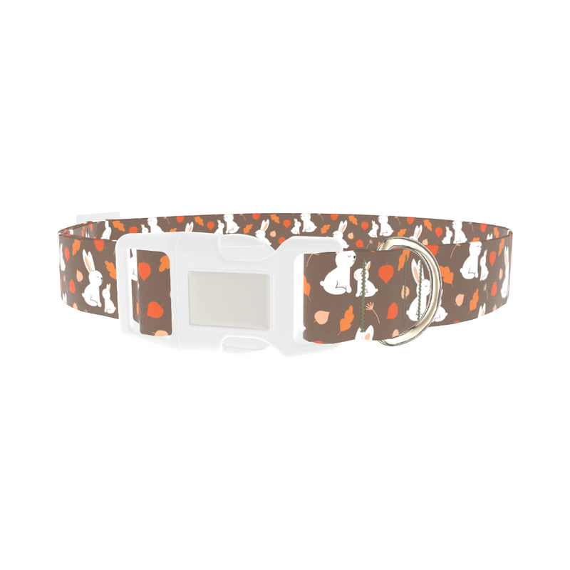Autumn Bunny Dog Collar - plastic silver
