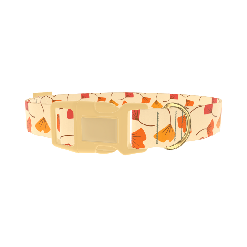 Ginkgo Leaf Pattern Dog Collar - plastic gold