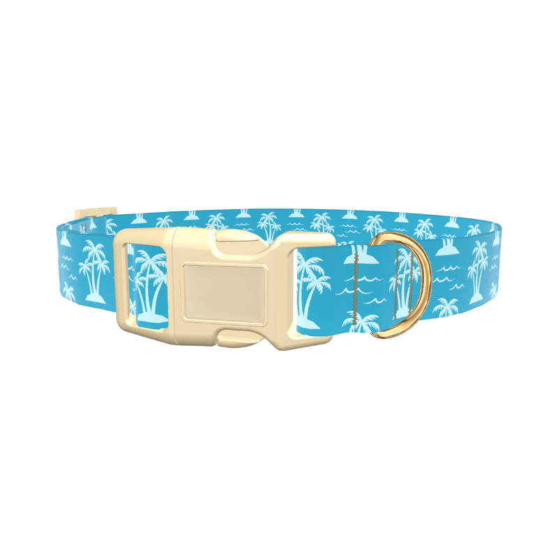 Tropical Island Dog Collar - plastic silver