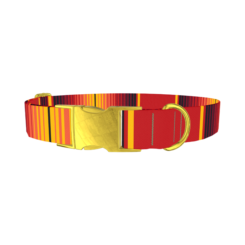 Mexican Red Stripe Dog Collar - metal gold