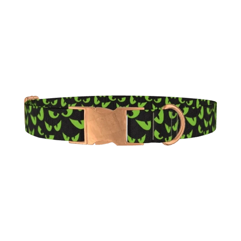 Halloween Scary Eyes Dog Collar - metal rose gold