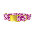 Pink Digital Camo Dog Collar - metal gold
