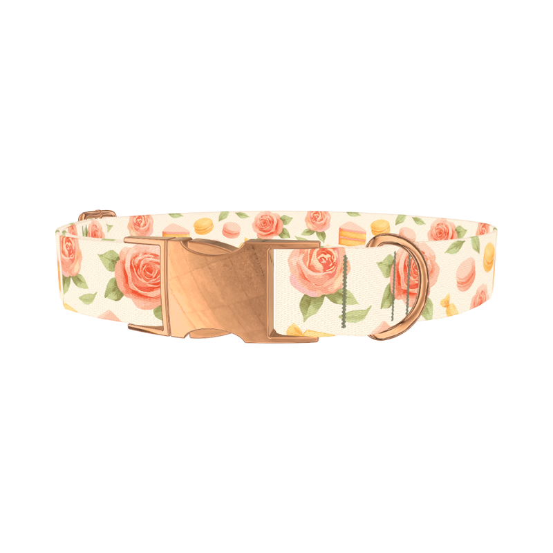 Floral Sweets Dog Collar - metal rose gold