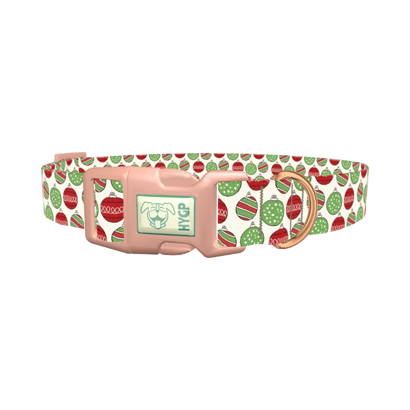 Christmas Ornament Dog Collar - plastic rose gold