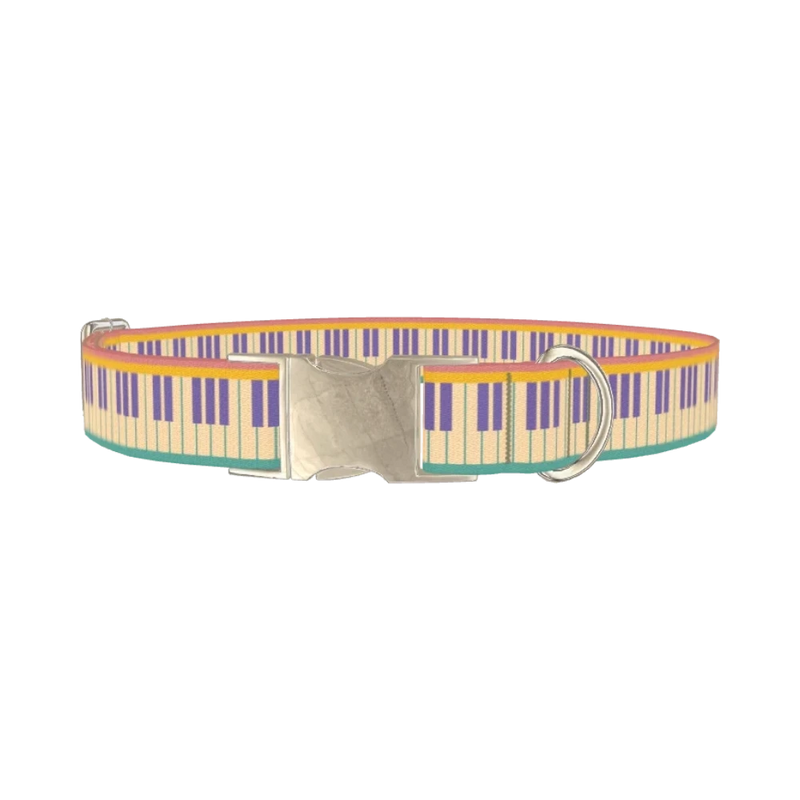 Piano Key Dog Collar - metal silver