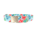 Multi Floral Hibiscus Dog Collar - metal gold