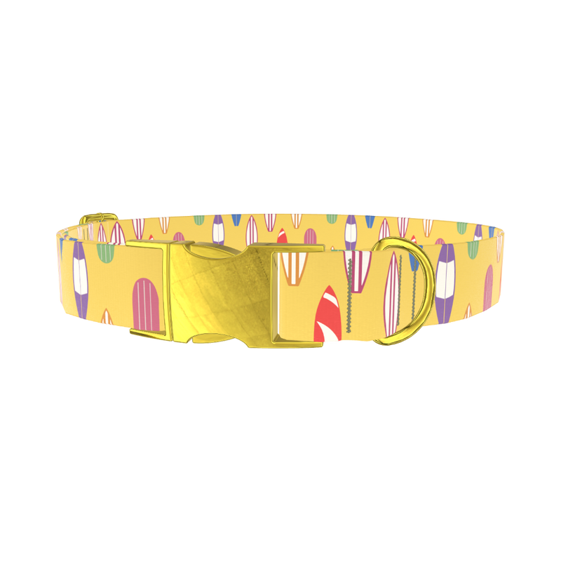 Surfboard Beach Dog Collar - metal rose gold