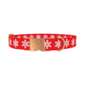 Red Snowflake Pattern Dog Collar - metal rose gold