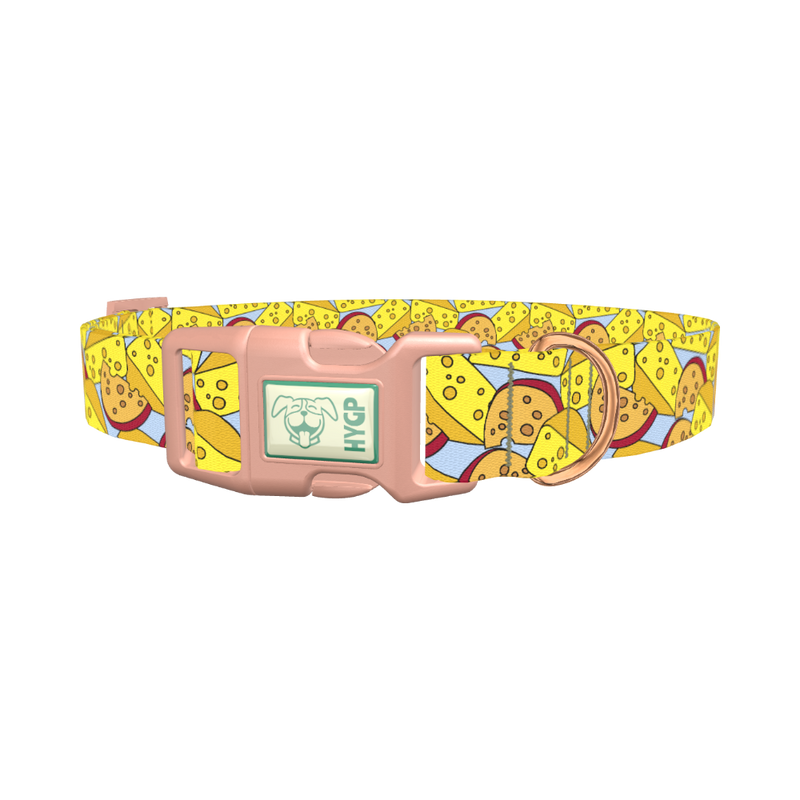 Cheese Pattern Dog Collar - plastic rose gold