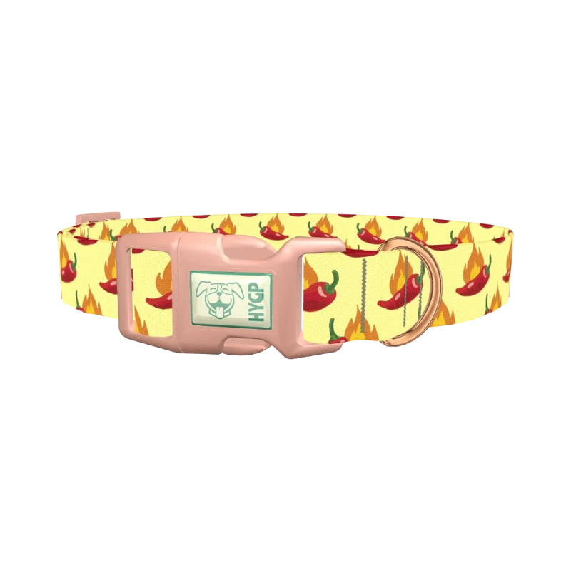 Spicy Pepper Flame Dog Collar - plastic rose gold