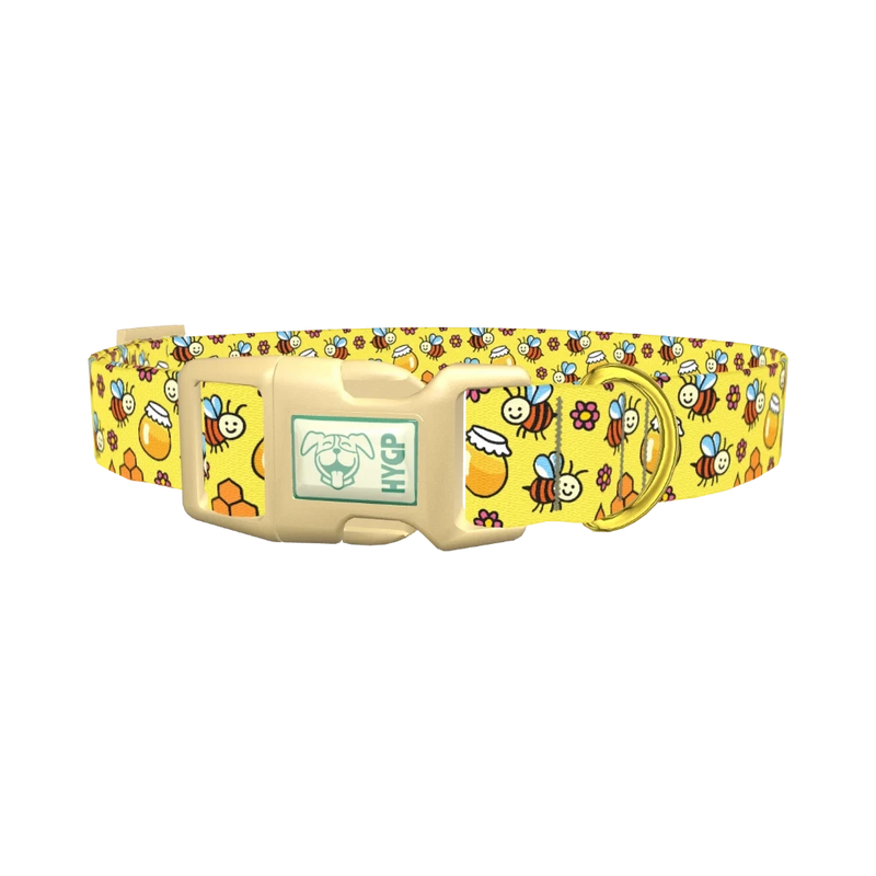 Happy Bees Dog Collar - plastic gold