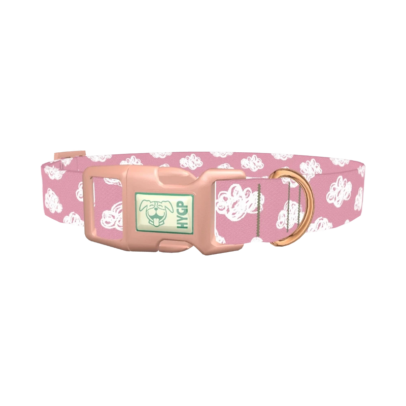 Pink Cloud Sketch Dog Collar - plastic rose gold