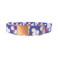 Blue Hydrangea Pattern Dog Collar - metal rose gold