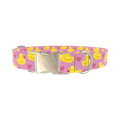 Yellow Duck Heart Dog Collar - metal silver