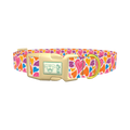 Colorful Heart Pattern Dog Collar - plastic gold