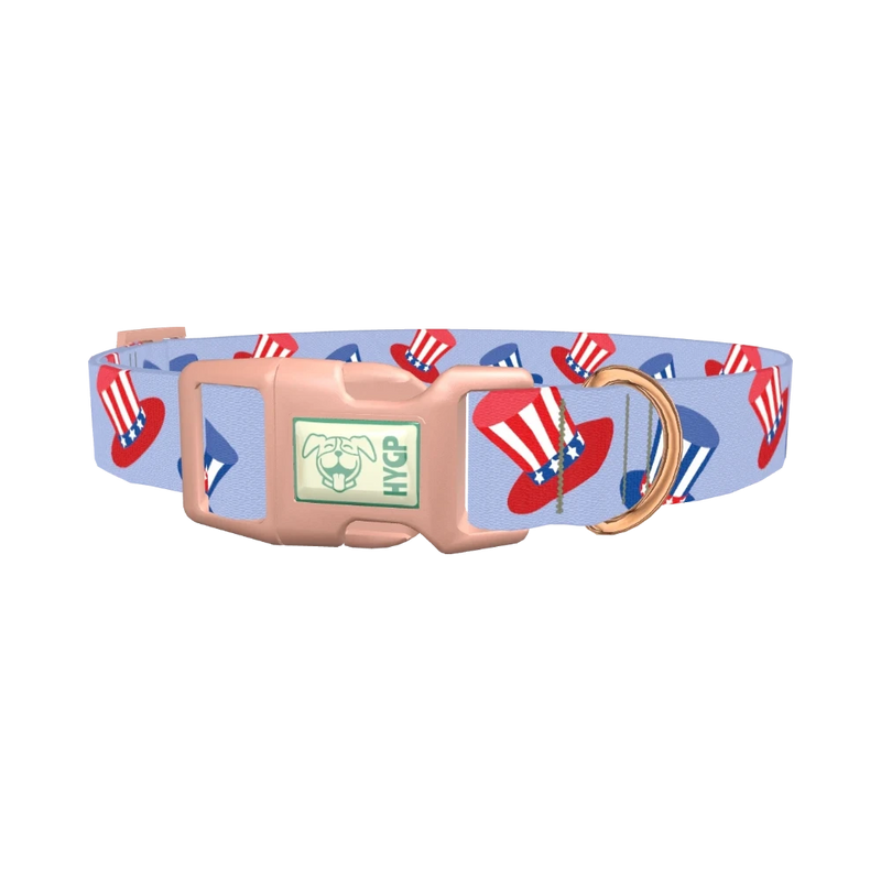 Patriotic Hat Dog Collar - plastic rose gold