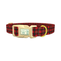 Christmas Plaid Dog Collar - plastic gold
