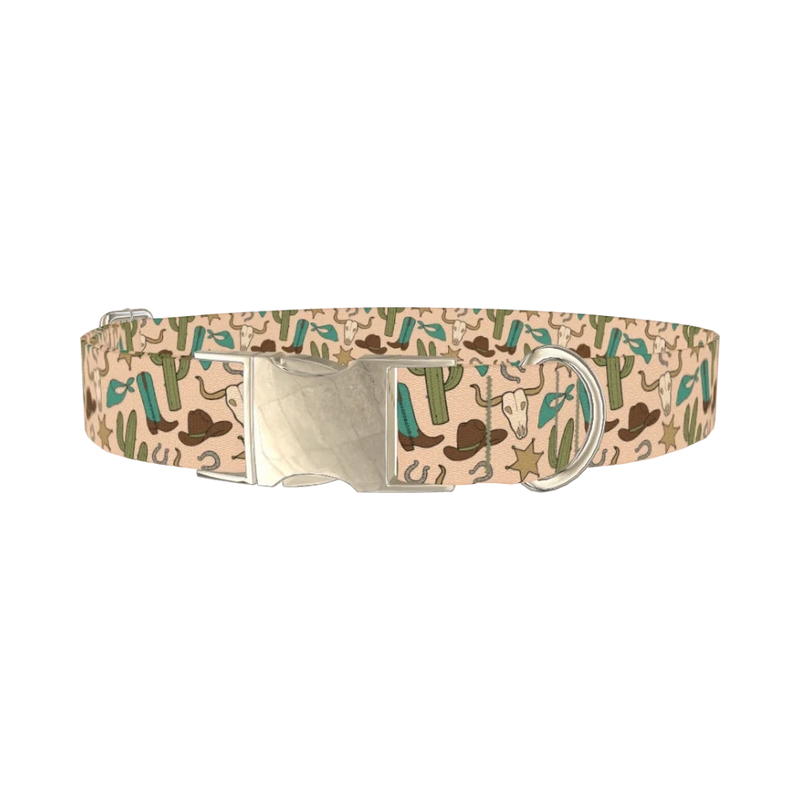 Desert Cowboy Dog Collar - metal silver