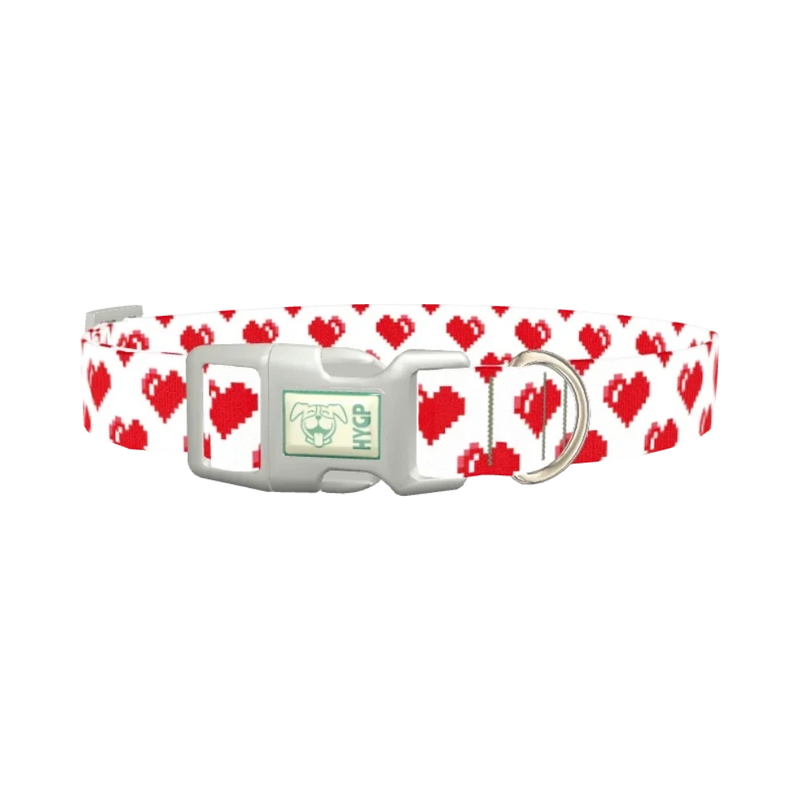 Pixel Heart Dog Collar - plastic silver