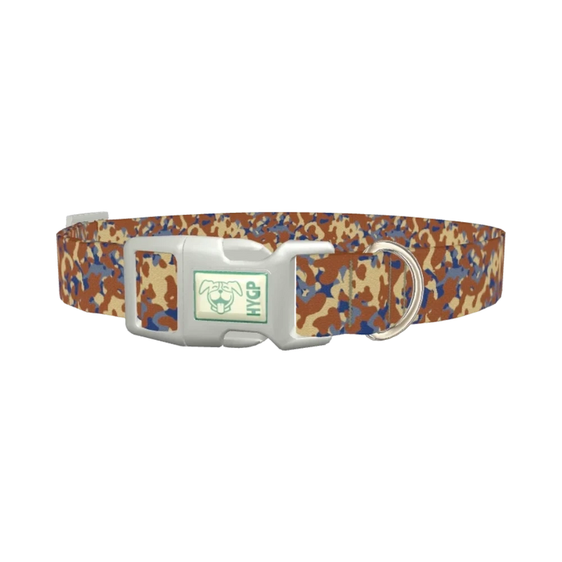 Brown Blue Camo Dog Collar - plastic silver