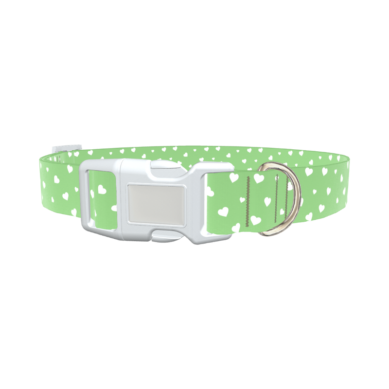 Green Heart Dog Collar - plastic rose gold