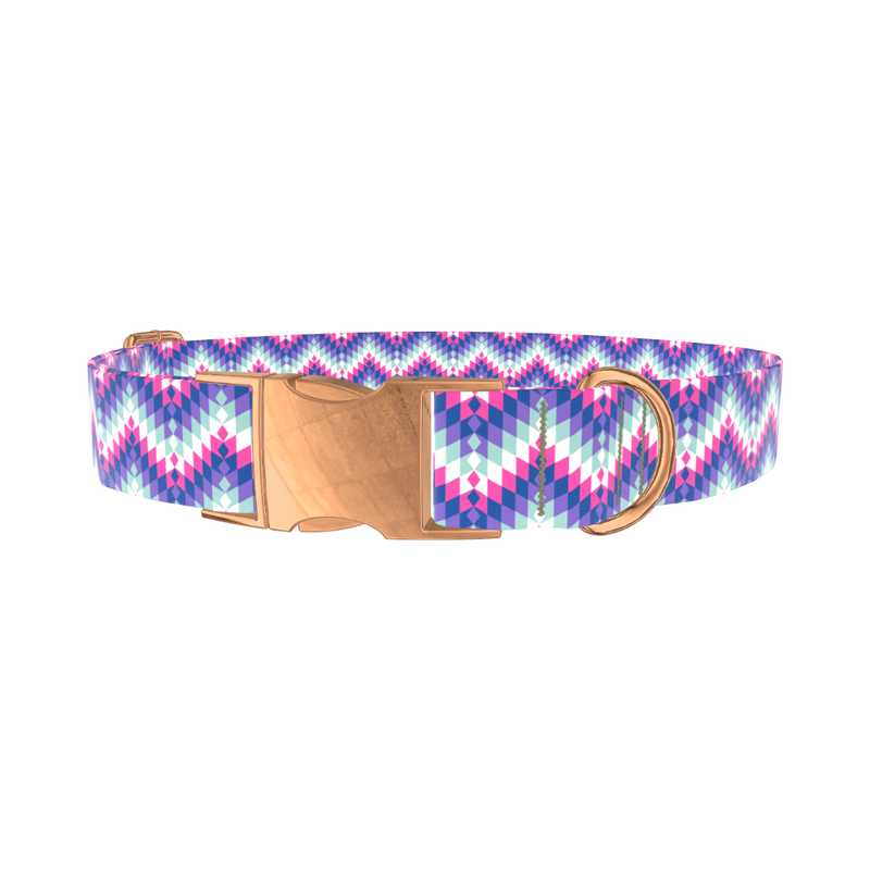 Geometric Chevron Dog Collar - metal silver