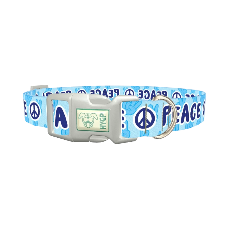 Peace Symbol Dog Collar - plastic silver